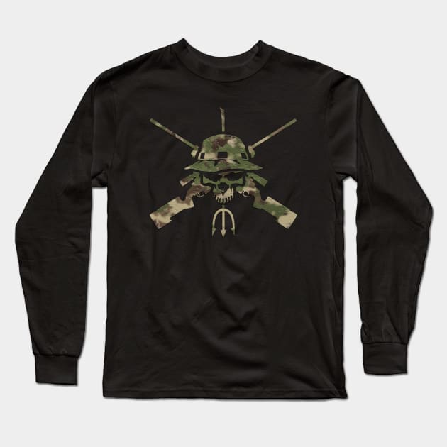 Sniper Rifle Skull - Camo Long Sleeve T-Shirt by BoneheadGraphix